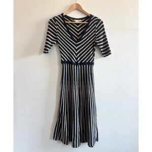 Boden Navy & Cream Striped Knit Fit & Flare Dress
